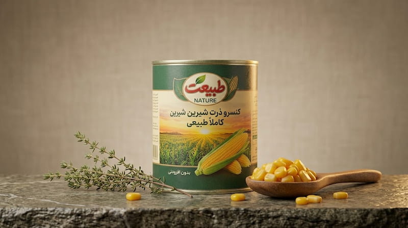 کنسرو ذرت شیرین طبیعت با دانه های آماده مصرف